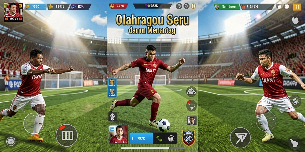 Tangkapan layar gameplay 797K menunjukkan aksi pertandingan olahraga yang seru.