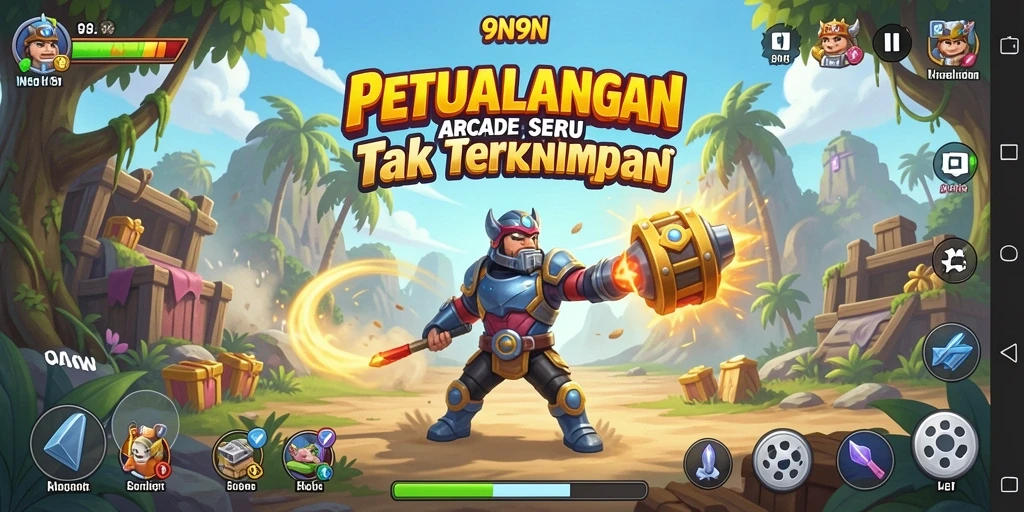 Screenshot 9N9N yang menampilkan aksi gameplay yang intens dan seru.