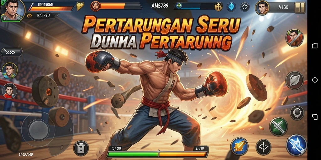 Screenshot ketegangan pertarungan dalam AMS789 menampilkan aksi seru.