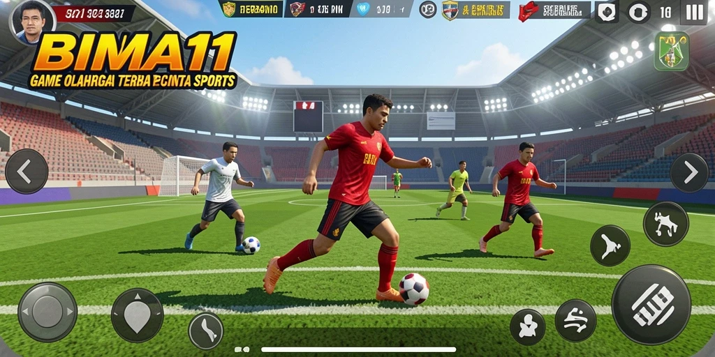 Tampilan gameplay seru dari BIMA11 yang memperlihatkan aksi olahraga nyata.