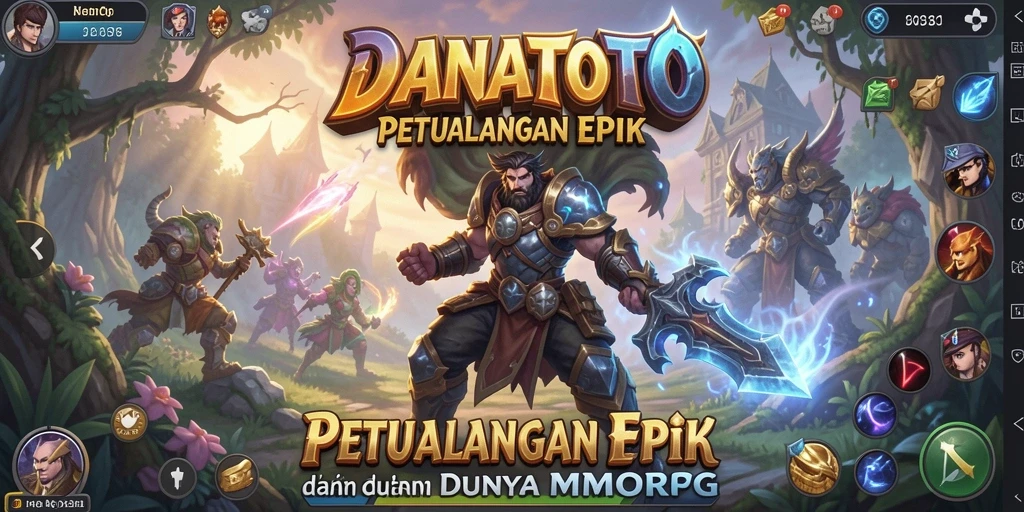 Screenshot gameplay <strong>DANATOTO</strong> yang menunjukkan pertarungan epik di dunia MMORPG.