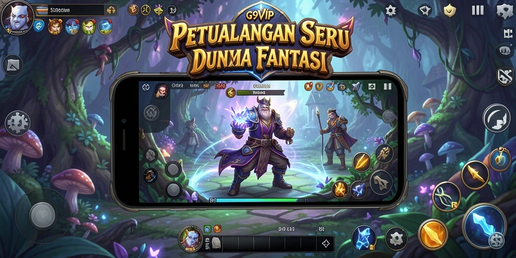 Tangkapan layar G9VIP menampilkan petualangan mendebarkan di dunia fantasi.