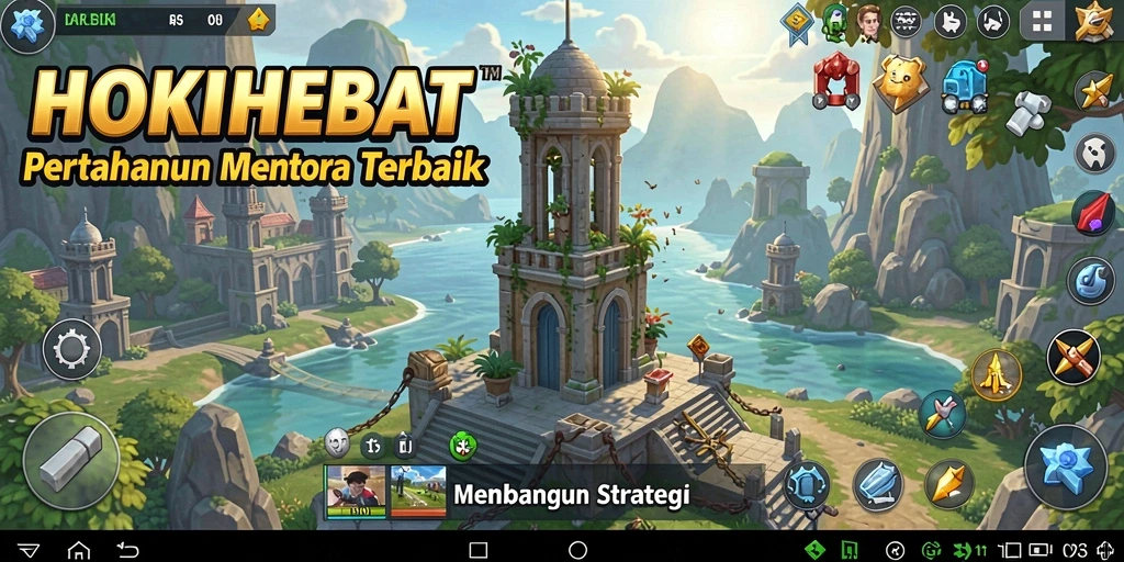 Tangkapan layar gameplay HOKIHEBAT menampilkan pertempuran seru Tower Defense.