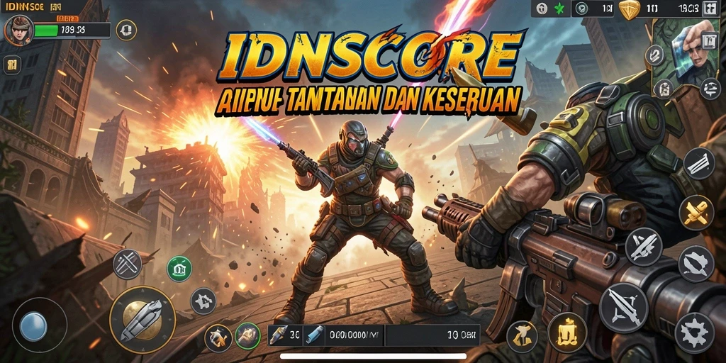 Tangkapan layar IDNSCORE menunjukkan momen mendebarkan dalam pertempuran aksi.