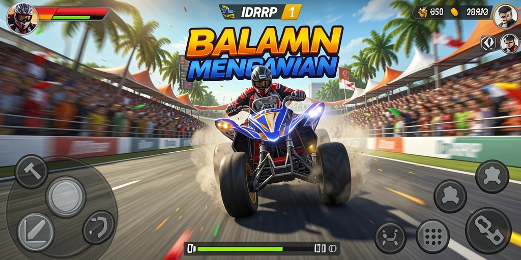 Tampilan gameplay menegangkan dari IDRRP saat balapan.