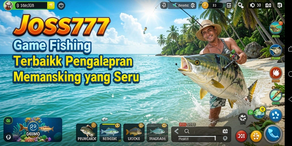 Tampilan gameplay JOSS777 yang seru saat memancing ikan besar.