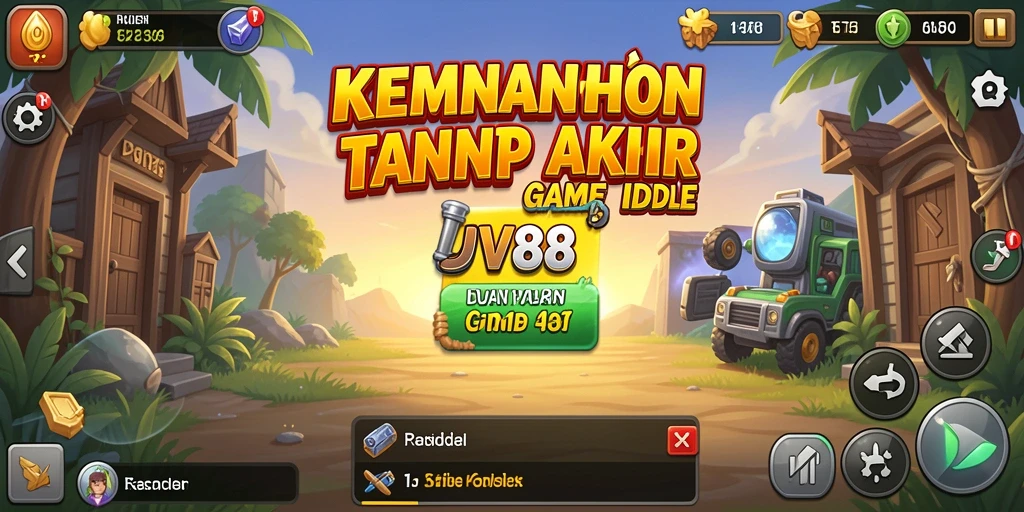 Gameplay JV88 yang menampilkan kemajuan dan strategi idle.