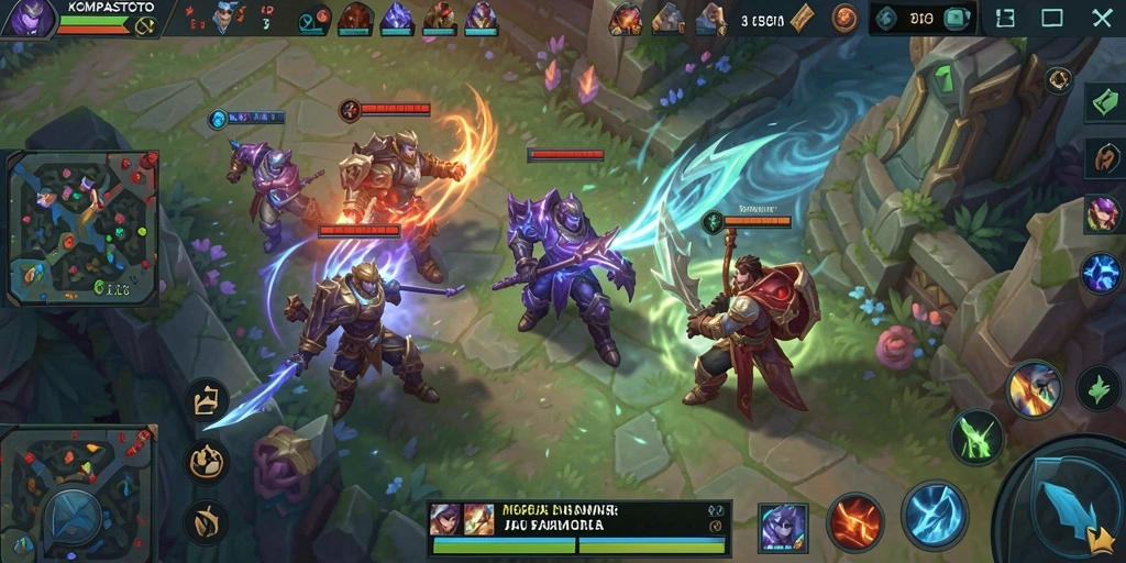 Screenshot utama KOMPASTOTO menunjukkan aksi seru dalam gameplay MOBA.