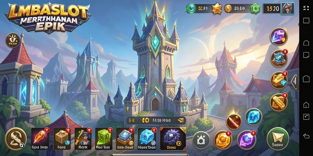 Menampilkan aksi seru dalam game Tower Defense LMBASLOT.