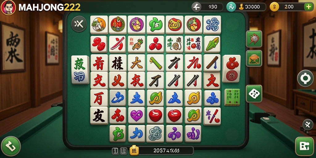 Tampilan gameplay seru MAHJONG222, tantangan Match-3 yang menawan.