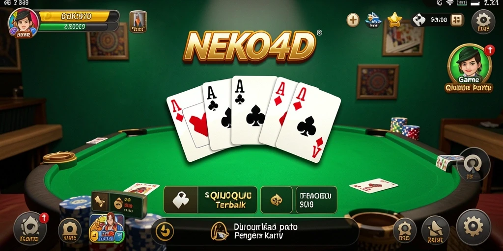 Tampilan gameplay menarik NEKO4D dengan kartu-kartu yang penuh warna.