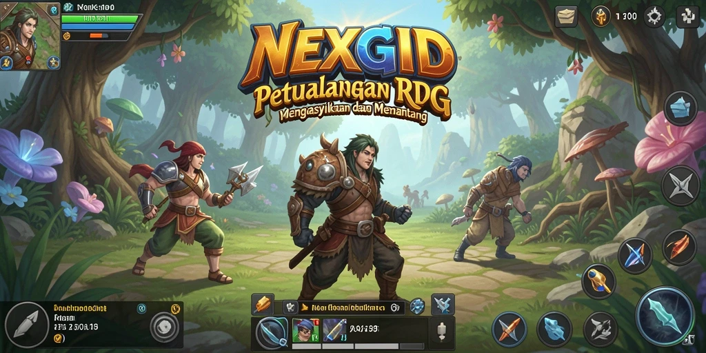 Tampilan visual permainan NEXGID yang menawan dan mendetail.