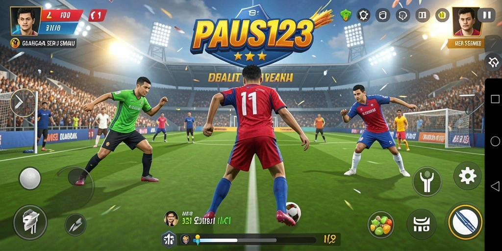 Tampilan aktif gameplay olahraga yang mendebarkan.